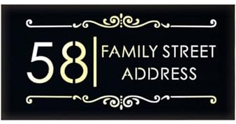 Hausnummer,Hausnummernschild Modernes personalisiertes 3D-LED-Hausnummernschild, beleuchtetes Adressschild, Außenname, Acryl, lasergeschnitten(Warm White light,400x200mm)