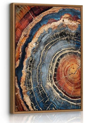 Leinwand Bilder Mit Rahmen Vintage Baum Ringe Wandbilder Abstrakt Holzmaserung Textur Bild Auf Leinwand Natur Inspiriert Bauernhaus Wandkunst Zuhause Wanddeko für Büro Wohnzimmer Schlafzimmer 30x40cm