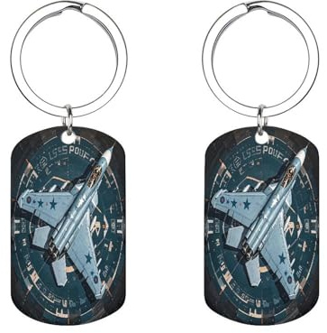 LPAGBCNU Porte-clés double face avec image de l'avion de combat de l'armée de l'air pour homme, mari, épouse, petite amie, petit ami
