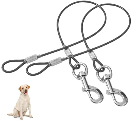 2 STK Hausleine Hund,Bissfeste Hundeleine,Dog Leash,Kausichere Hundeleine Verlängerungsseil,Kurze Hunde Leine,Kausicherfest Retrieverleine,Haustier Tie Out Cable für Große Mittelgroße Hunde Training