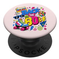 Back to 80s Nostalgia Roller Skate Boombox Cassette années 80 PopSockets PopGrip Adhésif