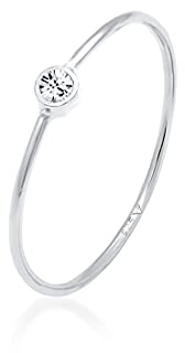 Elli Bague Anneau d'Empilage de Solitaire Cristal 925 Argent