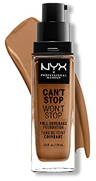 NYX Professional Makeup Can't Stop Won't Stop Full Coverage Foundation, Langanhaltend, Wasserfest, Vegane Formel, Mattierter Teint, Farbton: Honey