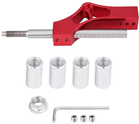Aramox Auto Schaltknauf Extender Shifter Schaltknaufverlängerung, Erweiterung Edelstahl Höhenverstellbar Hebelverlängerung für manuelle Schaltknauf(Red)