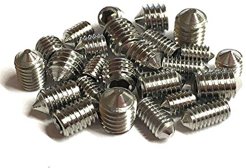Cone Point Grub Screws Mixed (16 Pack) 5mm Length, Various Metric Threads, M3, M4, M5 & M6. A2 Grade Stainless Steel Hex/Allen Key Socket Cone Point Grub Screw/Set Screws