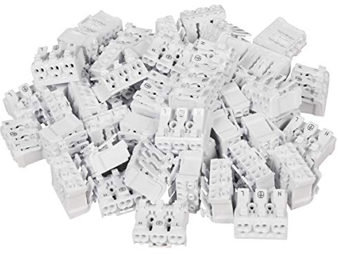 MC POWER - Lüsterklemme Anschlussklemme mit Betätigungshebel | max. 16A / 0,5-2,5mm² | Elektroinstallation | Leitungsanschluss | Montage | 50er-Pack