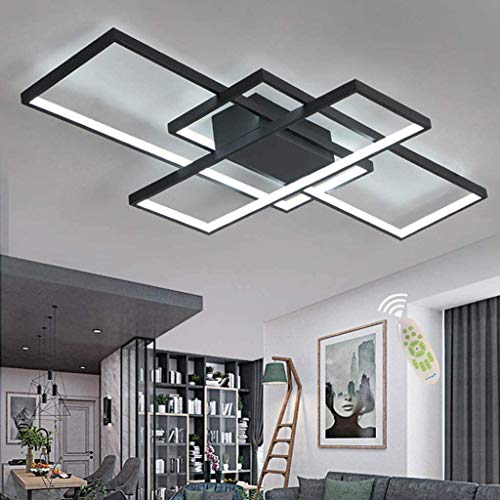 XIN'S LED Deckenleuchte Moderne Wohnzimmerlampe Deckenlampe Mode Deckenlampe Minimalistisches Metall Acryl Beleuchtung Schlafzimmer Küche Esszimmer Lichte,Schwarz,80w*90cm