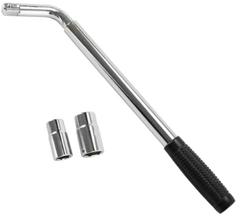 Booso 380-500 mm Ausziehbarer Radmutternschlüssel, Teleskop-Auto-Steckschlüssel, Reifenmutternschlüssel 17, 19, 21, 23 mm, L-Förmiger Reifenschlüssel
