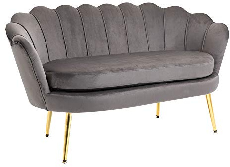 HOMCOM Divanetto 2 Posti in Tessuto Effetto Velluto con Braccioli, Divano Moderno con Seduta Imbottita per Camera da Letto e Soggiorno, 133x63x75cm, Grigio