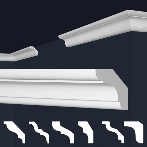 MARBET DESIGN Stuckleisten XPS Styropor weiß - Deckenleisten Stuck Decken Styroporleisten E-Leisten - (20 Meter / 10 Leisten E-24)
