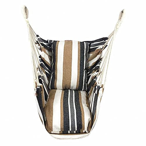 Hängeschaukel Hängesessel 2 Kissen zum Aufhängen Hängesitz Indoor & Outdoor Hängekorb für Erwachsene & Kinder (Stripe 1)