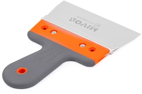 Mivos Espátula de Yeso Profesional de Acero Inoxidable 150 mm - Cuchillo de Cinta Con Soporte de Aluminio y Agarre Suave Para Alisar y Enyesar