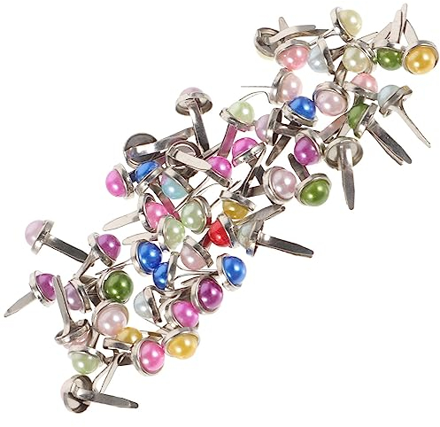 PRETYZOOM Papier Stanzer Papier Stanzer 50 Mini- Brads Mehrfarbig Metall Messing verschlüsse - Brads für Kunst Basteln Schulprojekt Dekoratives Scrapbooking DIY- Zubehör Briefverschluss