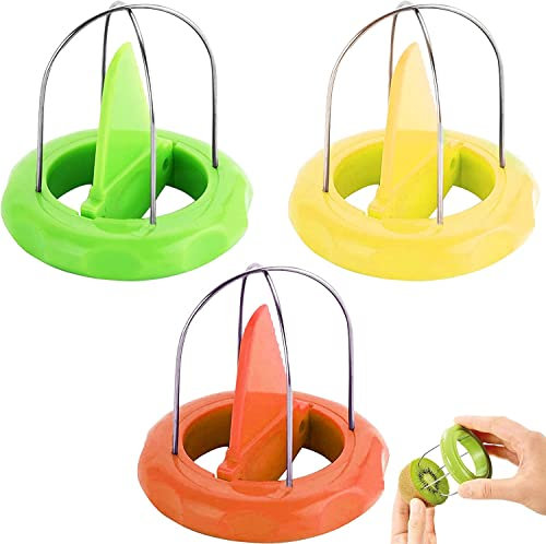 KOMUNJ 3 Piezas Pelador de Kiwi Cortador de Kiwi de Fruta Divisor de Kiwi con Cortador de Plástico Mini Cortador de Kiwi de Fruta Máquina Cortadora Herramientas de Ayuda de Cocina Pelar