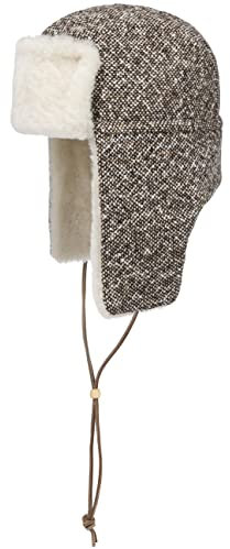 LIERYS Tweed Lambswool Fliegermütze Lapeer Pilotenmütze Chapka Trappermütze Damen/Herren - Made in Italy mit Ohrenklappen, Futter Herbst-Winter Winter - M (56-57 cm) braun