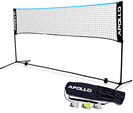 Apollo Rete Badminton, Rete Pallavolo | 300 cm | 400 cm | 500 cm | Badminton Set con Rete Regolabile su 3 Altezze, 3 Palline da Badminton, Telaio in Ferro, Borsa di Trasporto, Per Interni ed Esterni