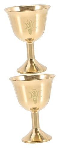 BESTonZON 2 Pièces Calice Coupes De Athamé Verres à Décor D'or Chap De Glace Décor Rétro Gobelet En or Verres à Vin Décoration Cuivre Pentacle Ornements