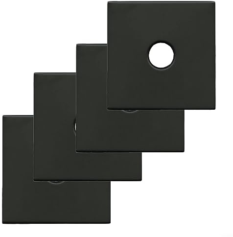 4 Stück 8,9 cm große Duschflansch quadratische Sanitär-Abdeckplatten, universelle große Ersatz-Rosetten-Abdeckplatte zum Abdecken von Lücken, Löchern, passend für alle Standard-1,27 cm Rohre, schwarz