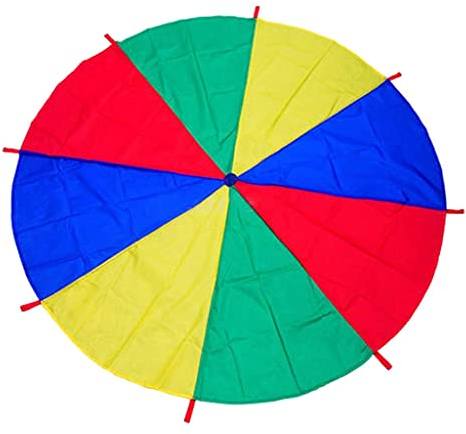 predolo Bunte Gruppenspiele für Kinder - Regenbogen Fallschirm mit 8 Griffen, 2M