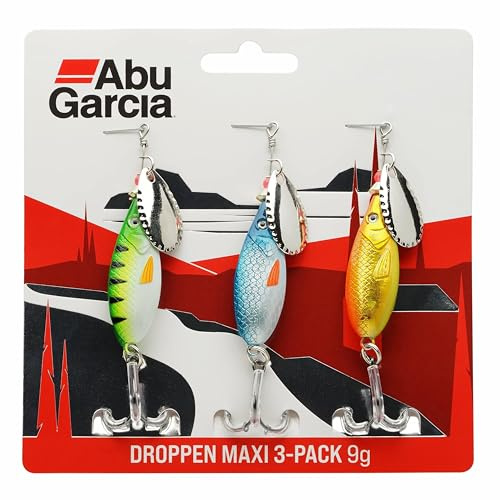 Abu Garcia Droppen Maxi 3-Paket, Sötvattensspinnbete För Abborre, Gädda, Chub Och Öring, Bred Design För Att Förhindra Linvridning, Allroundbete För Sötvattensfiske, Varied 7.5 Cm