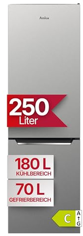 Amica Kühl-Gefrierkombination 250 L 181 x 54 x 59,1 cm KGCN 388 145 E | 180L Kühlteil, 70L Gefrierteil, Total NoFrost, VitControlPlus, FreshZone, CoolBalance, Superkühlfunktion,Supergefrierfunktion