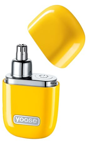 yoose Nose Hair Trimmer, Alloy Portable Painless Nose Hair Trimmer for Men Women, IPX7 Waterproof, Travel Size, USB-C Rechargeable Nose Trimmer with Dust Protection Cap, Dual Edge Blade, Yellow