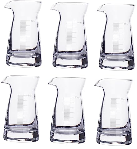 Alipis Lot De 6 Tasses À Mesurer De 80 ML Cuillères Pichets en Verre pour Boissons Whisky Bar Graduations Faciles À Lire