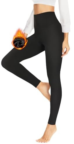 HLTPRO Thermo Leggings Damen Gefüttert Im Winter, High Waist Thermoleggings Warm Thermohose Blickdicht Strumpfhose Für Sport(Schwarz,3XL)