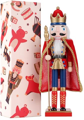 COMBIUBIU 38 cm Nussknacker Figuren Holz Nussknacker Soldaten,Traditionelle Weihnachten Nussknacker Figuren Deko aus Kiefernholz für Zuhause Weihnachtsdekoration Weihnachtsschmuck, (Rot)