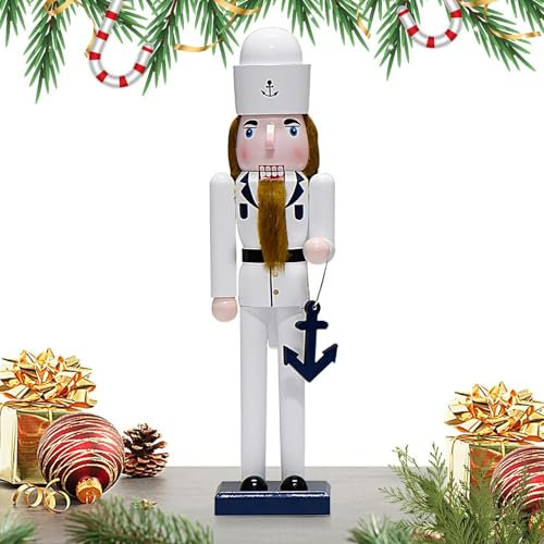 Figurine Schiaccianoci di Natale | 38 cm Schiaccianoci in legno fatto a mano | Grande Re Schiaccianoci Decorazioni natalizie per mensole e tavoli