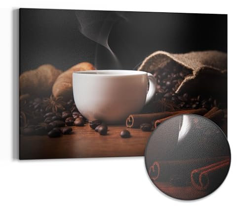 DEQORI Metall Magnettafel | 60x40 cm cm groß | Motiv Sinnesfreude Kaffee | Whiteboard für alle Magnete | Magnetboard Wand-Tafel für Küche & Büro | Design Magnetwand Pinnwand magnetisch