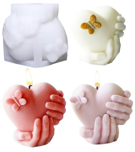 Moules à bougies en forme de cœur en silicone époxy 3D pour la main sur le cœur, moule à savon époxy pour décoration de maison, mariage, Saint-Valentin, fête des mères, cadeaux de fête