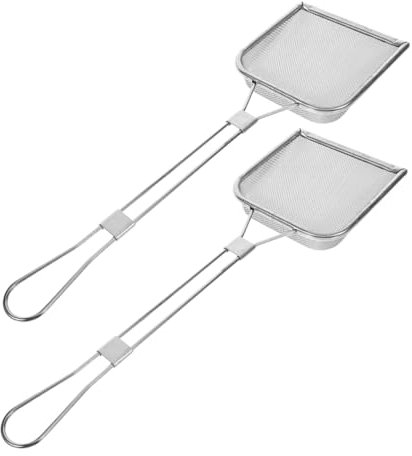 UTHCLO 2piezas Colador De Acero Inoxidable Cuadrado Espumadera De Aceite Para Freír Cuchara De Malla Fina Para Cocinar Filtrar Grasa y Residuos Para Cocina y Freidora