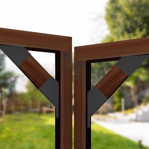 4Pcs Pergola Bracket 45 Degree Angle Bracket 1.6x 3.6 Wooden Post Firm Support for Pergola Garage Treehouse Deck Lawn Log Cabin Patio