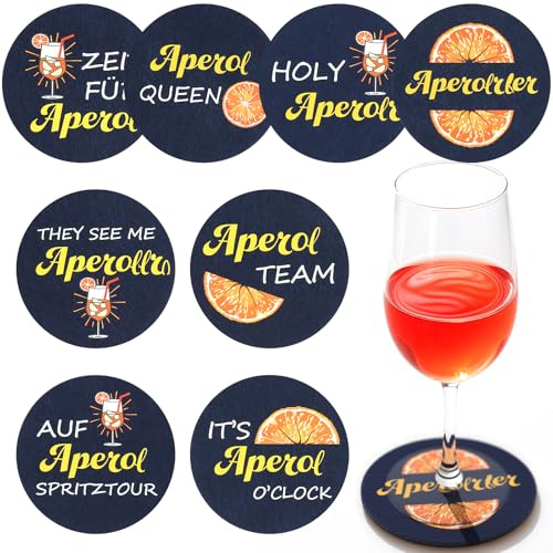 RZCOMP Aperol Untersetzer Filz 8 Stück Aperol Spritz Untersetzer Aperol Geschenk,Sommer Tischdeko Aperol Spritz Accessoires für Aperol Liebhaber