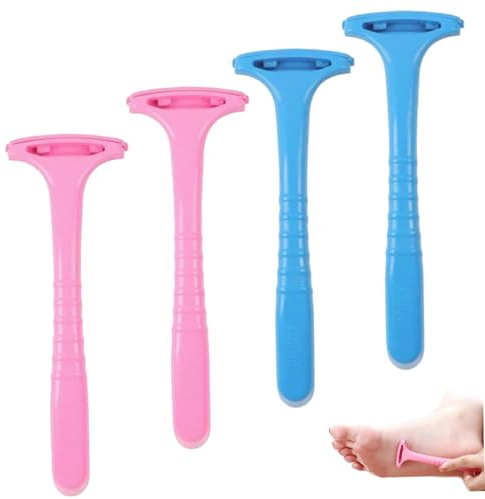 Foot Scraper for Dead Skin, 4PCS Portable Plastic Callus Scraper with Comfortable Handle, Removable Washable Skin Care Tool.