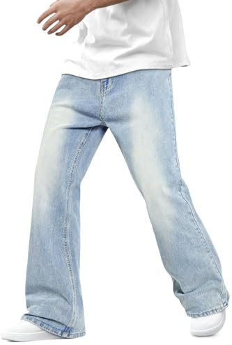 GINGTTO Jean Baggy Homme Bootcut Jeans Elastique Y2K Streetwear Pantalon en Denim Large Coupe Droite Homme