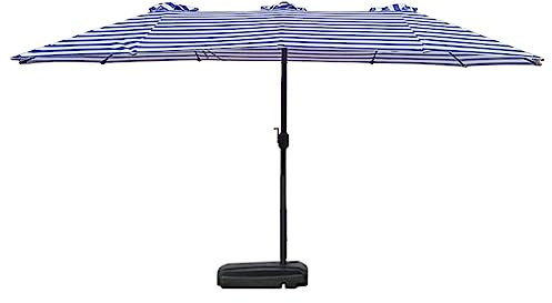 Grand parasol rectangulaire pour terrasse, marché avec manivelle centrale, parasol pour table de jardin, table de plage, base remplissable, parfait pour la protection solaire, rayé, round Tube