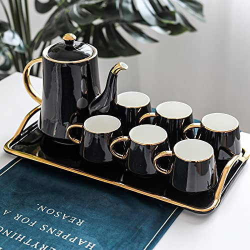 Service à thé Moderne avec Tasse à thé et théière et Plateau en céramique émeraude, Ensemble de Tasses à café pour Boire du thé, du Latte et de l'eau