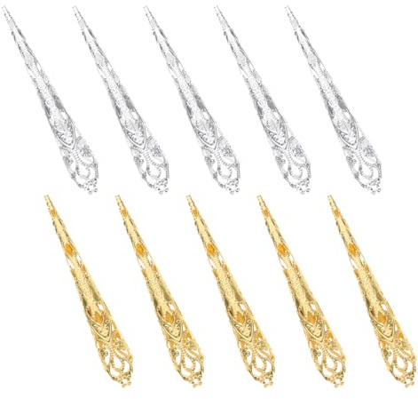 BESTYASH 10piezas Uñas Postizas Huecas De Metal Anillos De Punta De Uña Del Dedo Accesorios De Cosplay Para Dedos