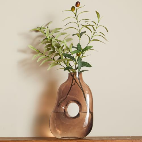 DN DECONATION Vaso da fiori per cucina, decorazione domestica, vaso in vetro cavo verde per bouquet, vasi alti per fiori, centrotavola, sala da pranzo, scrivania, matrimonio, tulipano regalo per la