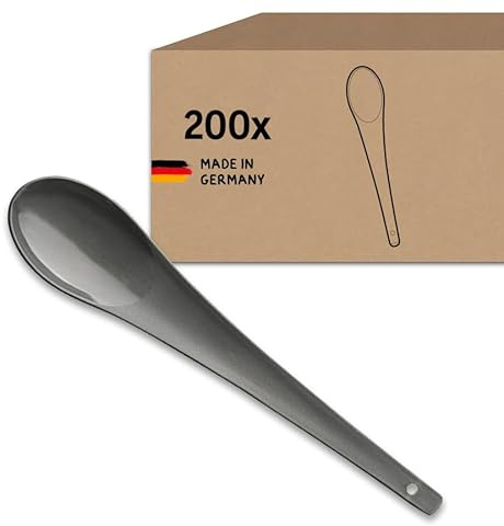 Koziol MOVE SPOON Mehrweg-Löffel aus Kunststoff, Länge 193 mm, 200er Set, Esslöffel, wiederverwendbar, bruchsicher, spülmaschinenfest, Take-Away, Catering, Events (nature ash grey)