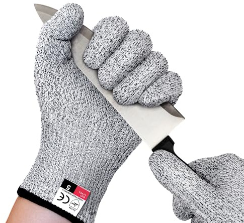 ZEEGO Level 5 Cut Resistant Gloves,Professional Cutting Gloves for Kitchen & Meat Processing, Machine Washable, Food Grade, for Butcher, Oyster Shucking, Outdoor Use (Size L)