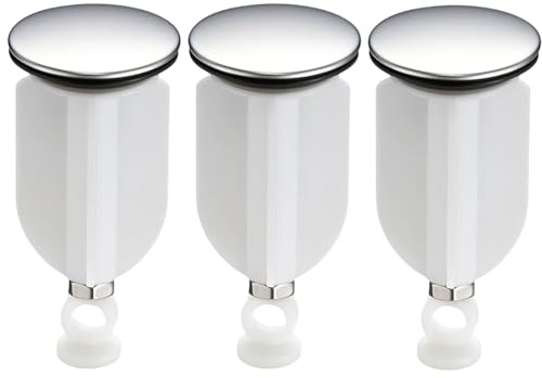 3 Stück Stöpsel für Waschbecken, Rostfreier Stahl und Kunststoff, Excenterstopfen, Universell Kompatibel, Waschbecken Abflussstopfen, Waschbecken Stopfen, Waschtisch Stöpsel ﻿