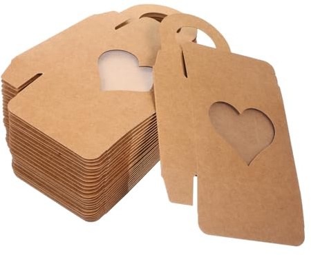 MAGICLULU 25 Stück Weinbox aus Kraftpapier mit Sichtfenster Braun für Flaschen Robust Dekorativ für Unterwegs und Ktv