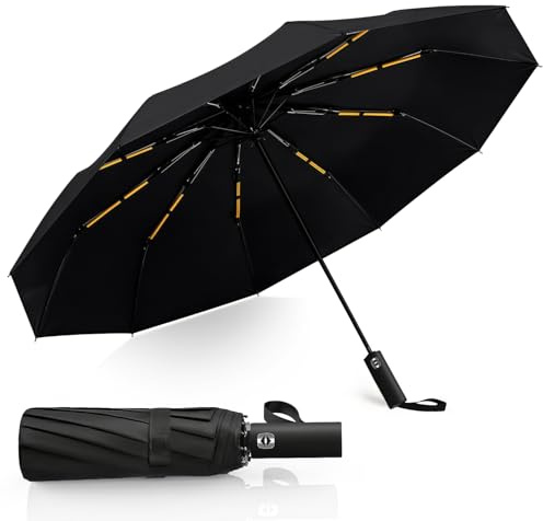 JIMYIU Paraguas de bolso con apertura y cierre automático, resistente a tormentas, estructura de doble fibra reforzada, paraguas unisex, a prueba de vientos y estable