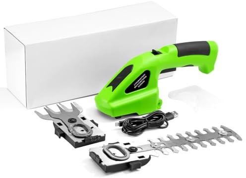 Tagliasiepi a Batteria e Cesoia per Erba 2 In 1, Batteria Ricaricabile Agli Ioni di Litio da 7,2 V 2000 Mah, Tagliaerba Elettrico per Giardinaggio, Taglio, Rifinitura