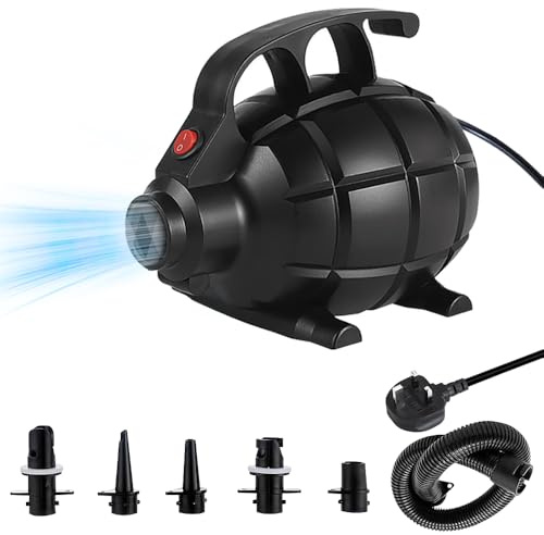 Weciau Electric Pump for Inflatables, AC 220-240V 600W Electric Air Pump with 5 Nozzle, Portable Paddling Pool Pump, 2 in 1 Quick-Fill Inflator Deflator Air Pump for Air Mat Paddling Pool Beach Toys