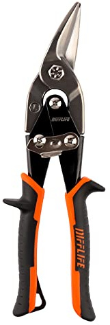 Aviation Snip, 10, Left Cut, Offset Stainless Steel Cutting Shears with Forged Blade and Power Comfort Grips