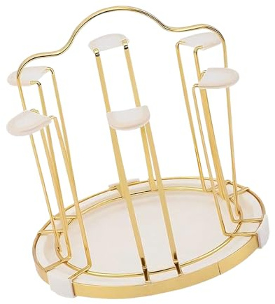 Round 6 Cup Glass Holder Drying Rack with Drainage Holes for Efficient Water Removal and Space Saving in Kitchen Simple Drain